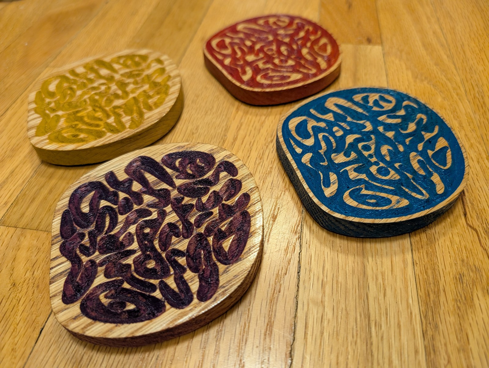 Abstract pattern coasters — One pattern, four fill colors